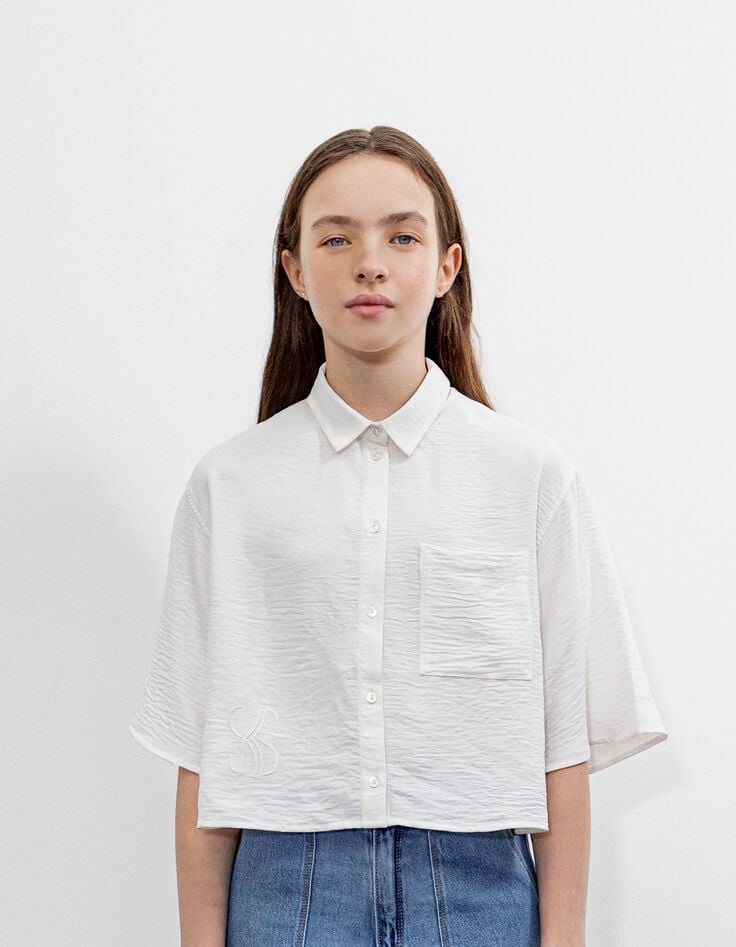 Ikks Chemise écrue Froissée Forme Cropped Fille