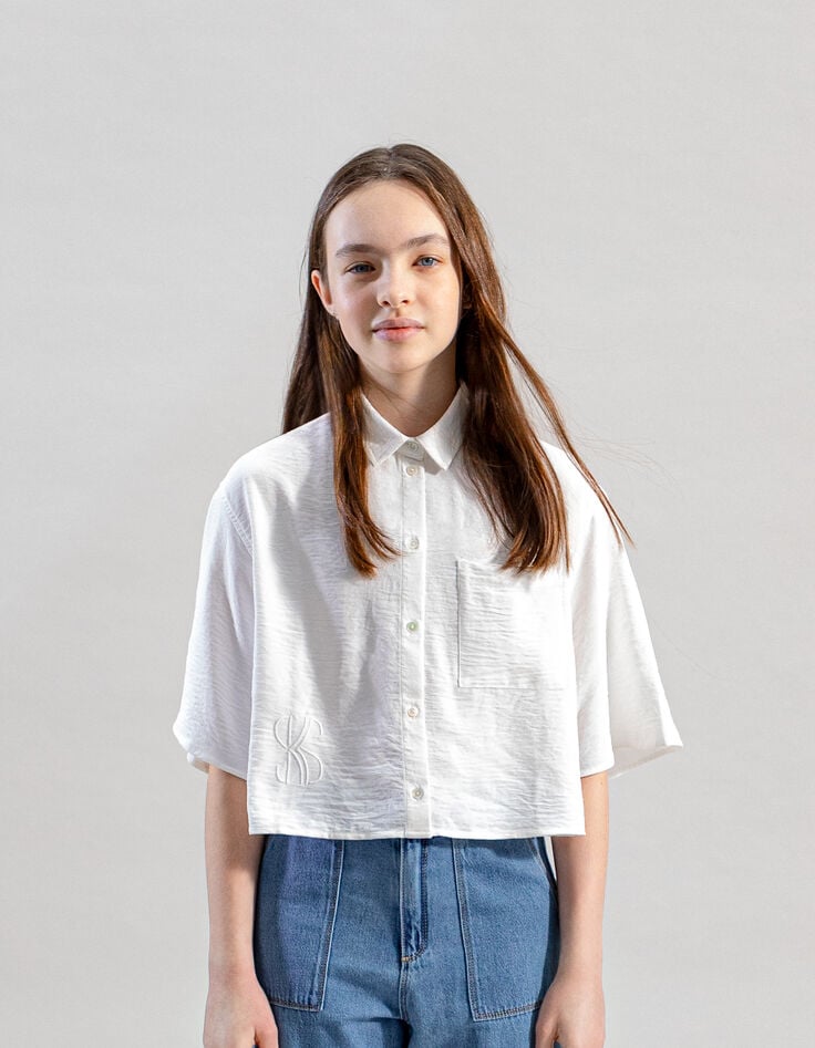 ikks Chemise écrue froissée forme cropped fille