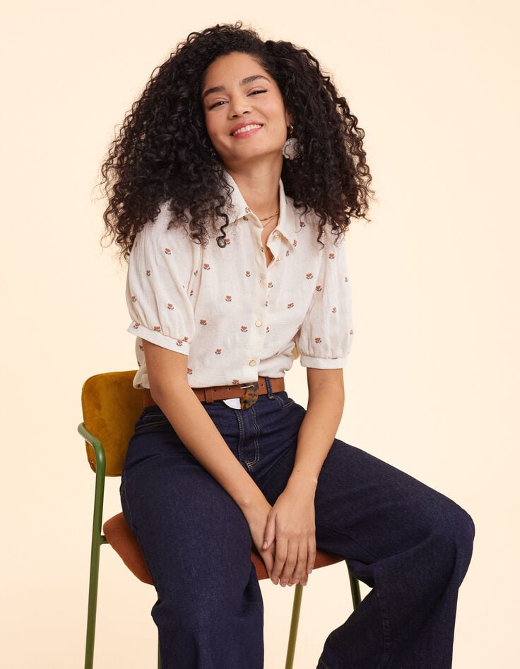 Ikks Chemise écrue Motifs Fleurs I.Code