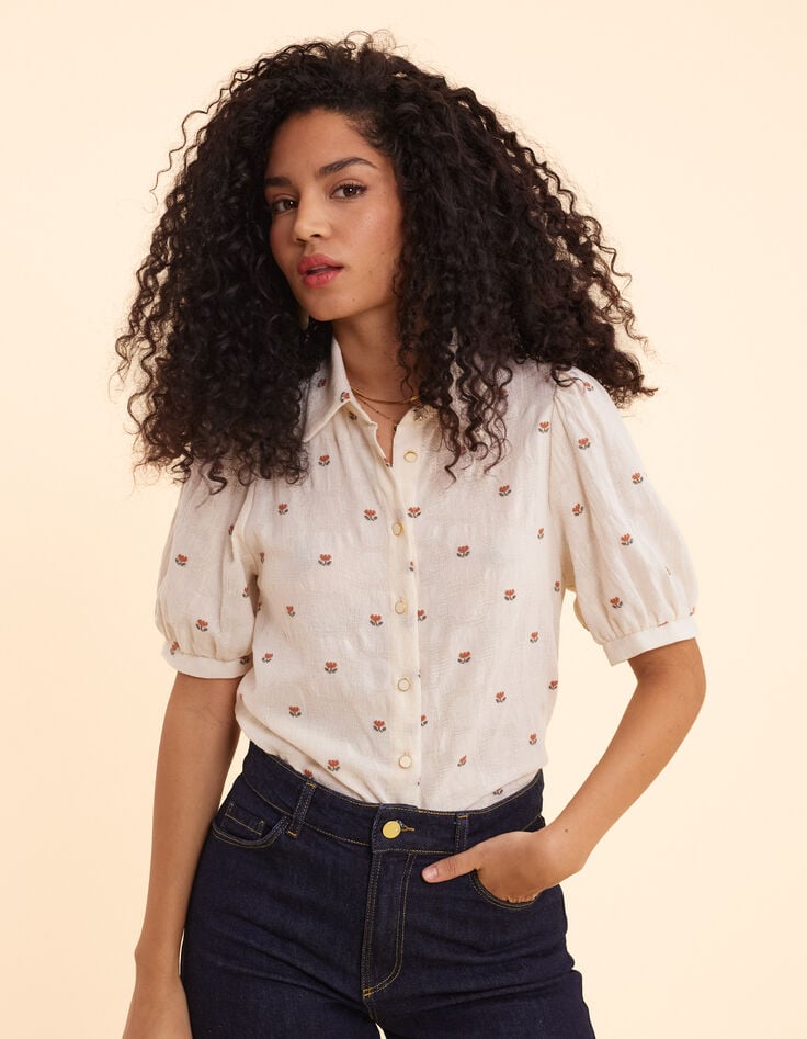 Ikks Chemise écrue Motifs Fleurs I.Code