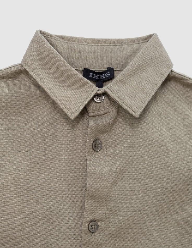 Ikks Chemise Kaki Mix Coton Et Lin Garçon