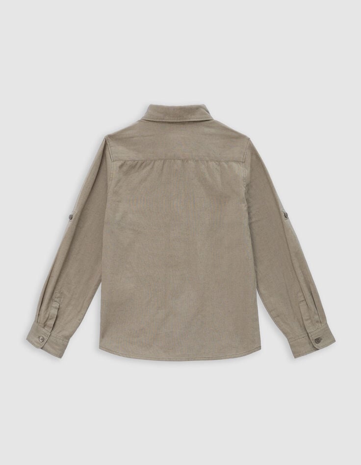 Ikks Chemise Kaki Mix Coton Et Lin Garçon