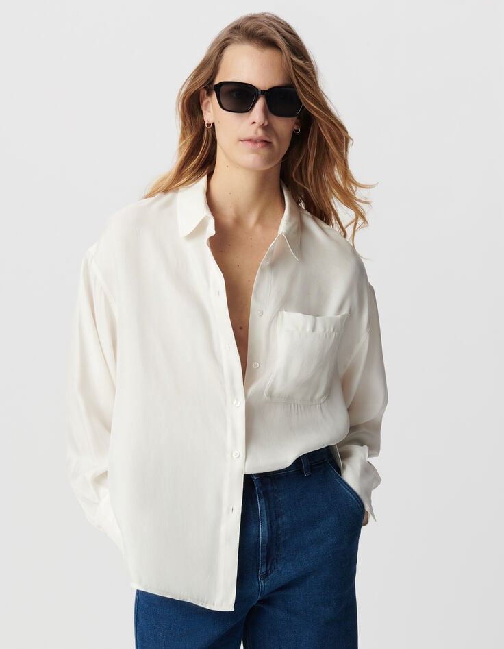 Ikks Chemise Manches Longues Blanche Oversize