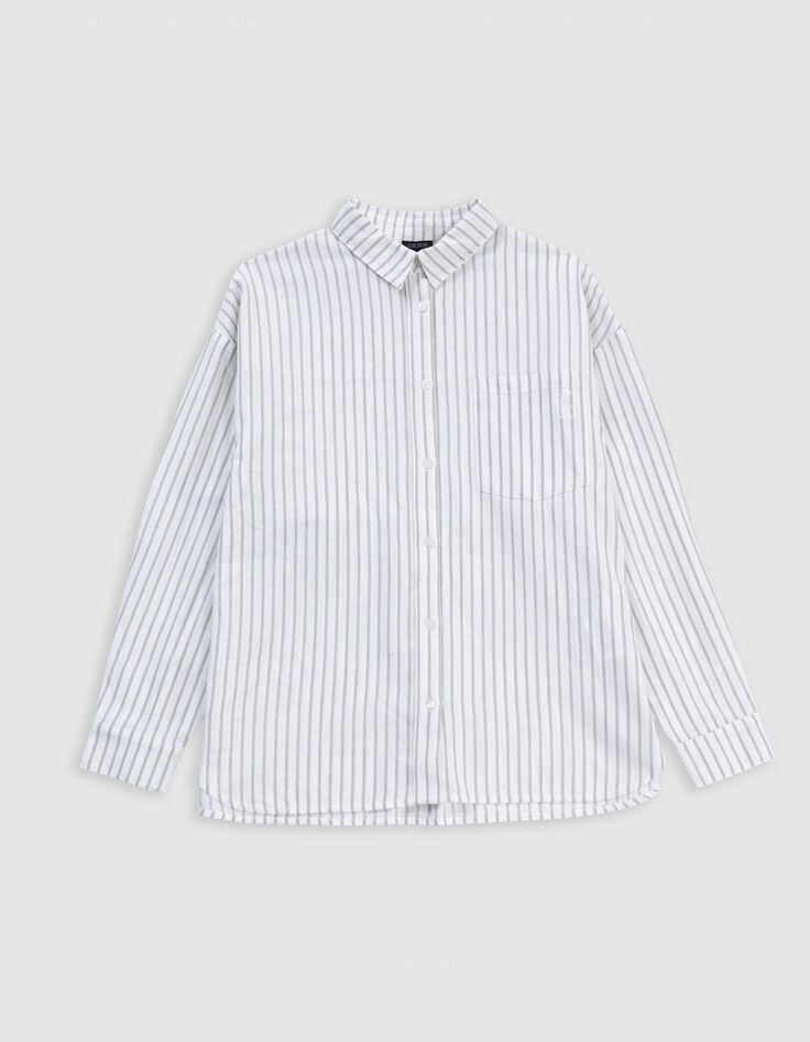 Ikks Chemise Manches Longues Rayures Kaki Fille