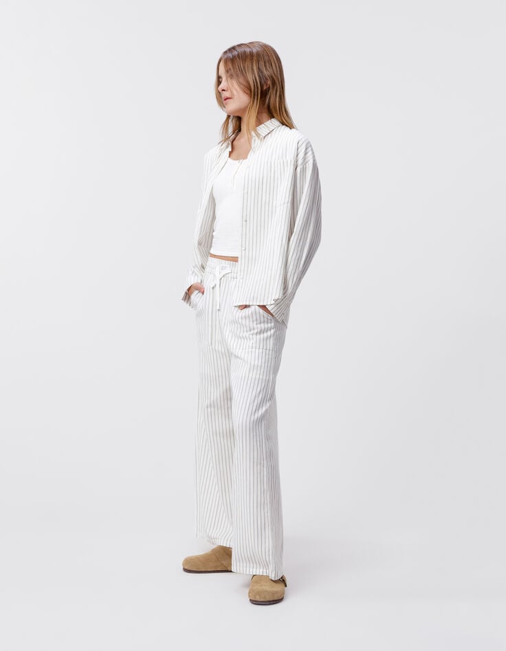 ikks Chemise manches longues rayures kaki fille