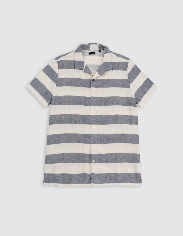 Ikks Chemise Marine Motif Larges Rayures Garçon