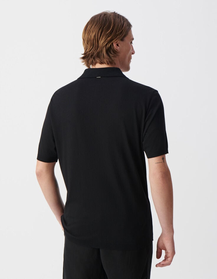 Ikks Chemise Noire Maille Manches Courtes Homme