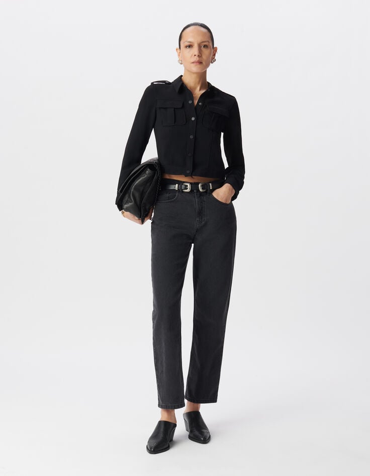 ikks Chemise noire recyclée poches poitrine Femme