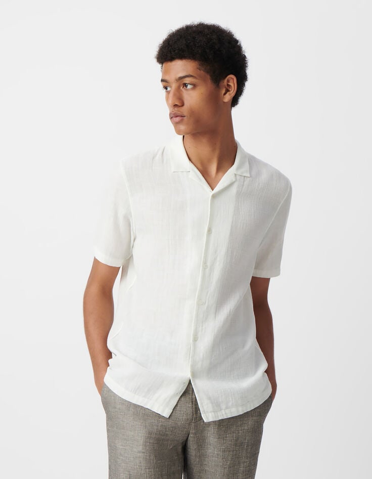 Ikks Chemise REGULAR Blanc Cassé Armurée Homme