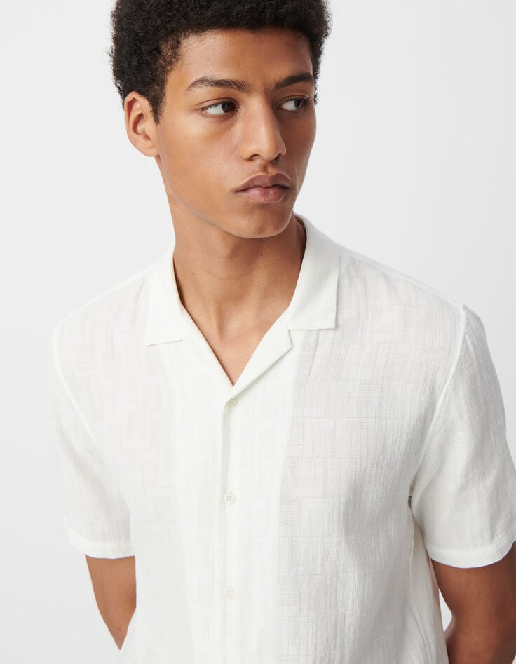 Ikks Chemise REGULAR Blanc Cassé Armurée Homme