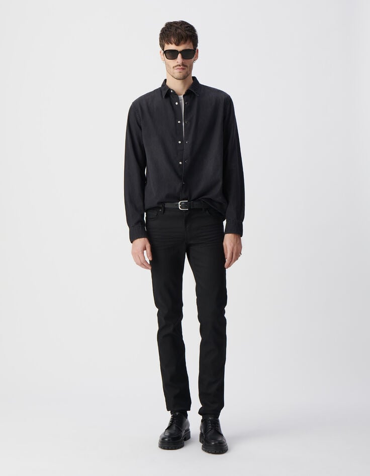 Ikks Chemise REGULAR En Jean Noir Upcyclé Homme