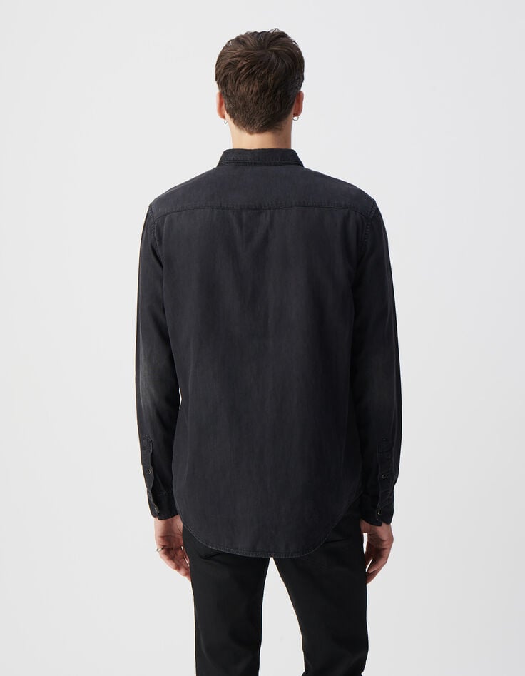 Ikks Chemise REGULAR En Jean Noir Upcyclé Homme
