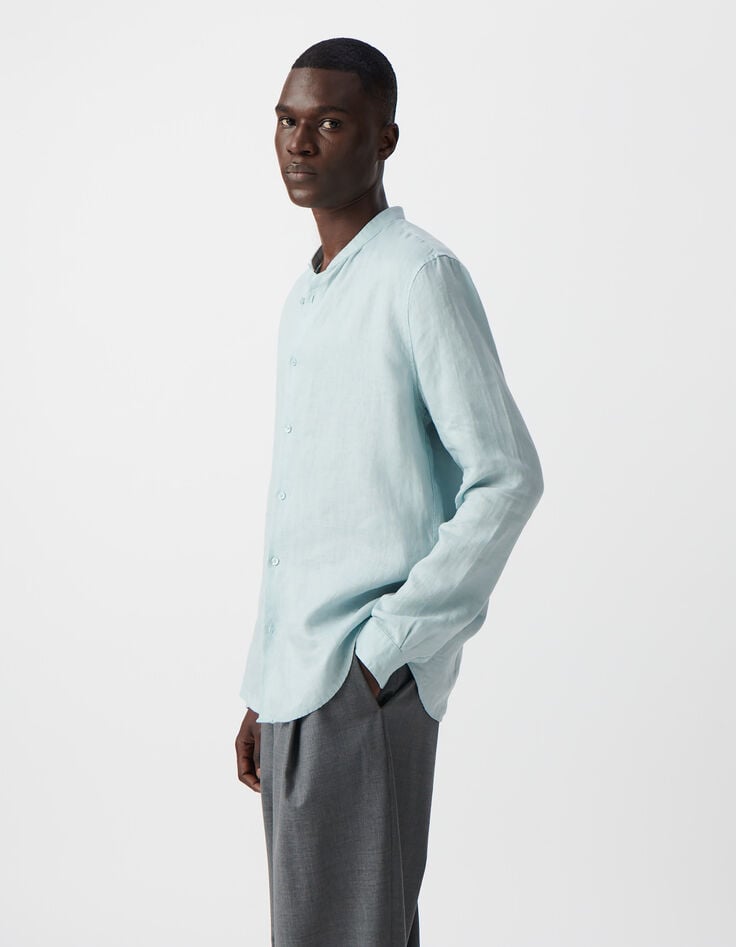 Ikks Chemise REGULAR Horizon Col Mao En Lin Homme