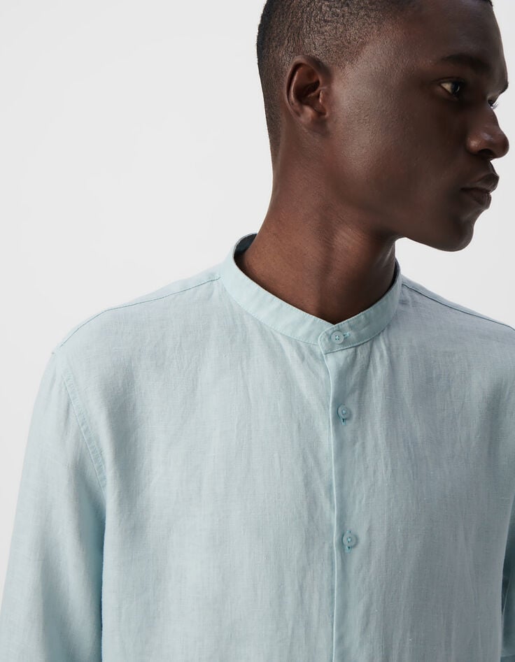 Ikks Chemise REGULAR Horizon Col Mao En Lin Homme