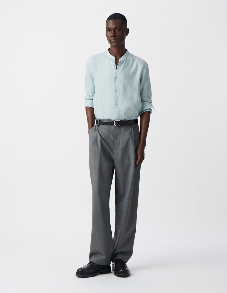 ikks Chemise REGULAR horizon col Mao en lin Homme