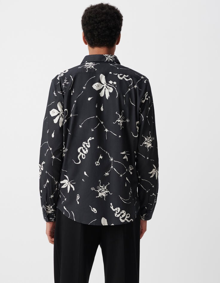 Ikks Chemise REGULAR Noire Imprimé Astres Homme