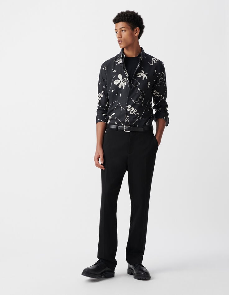 ikks Chemise REGULAR noire imprimé astres Homme