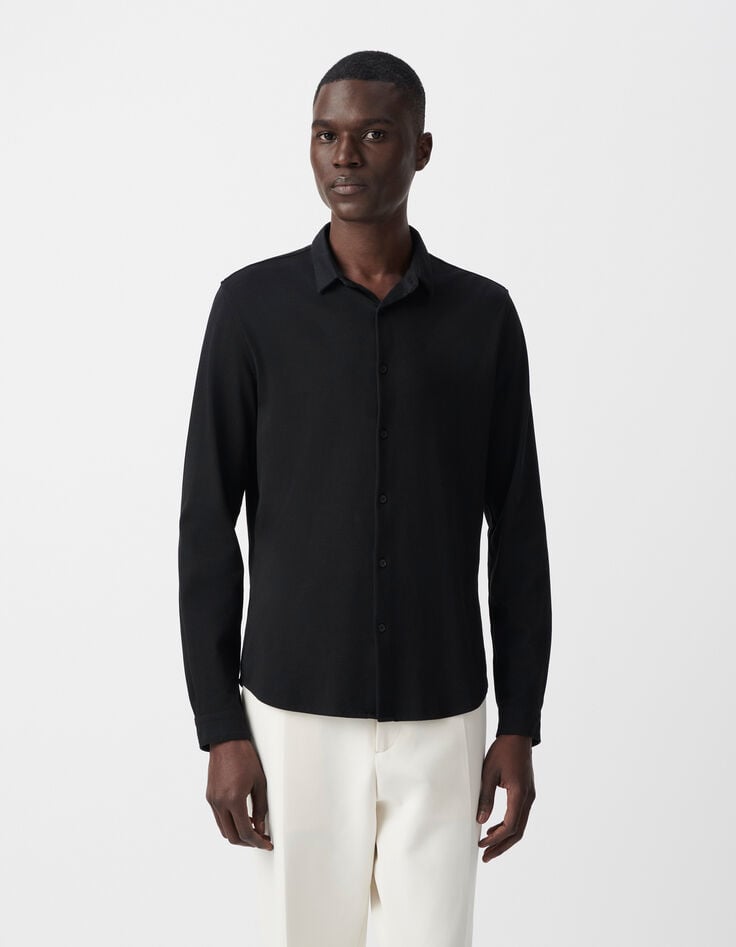Ikks Chemise REGULAR Noire Interlock Homme