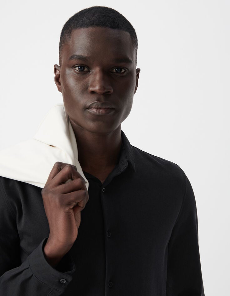 Ikks Chemise REGULAR Noire Interlock Homme