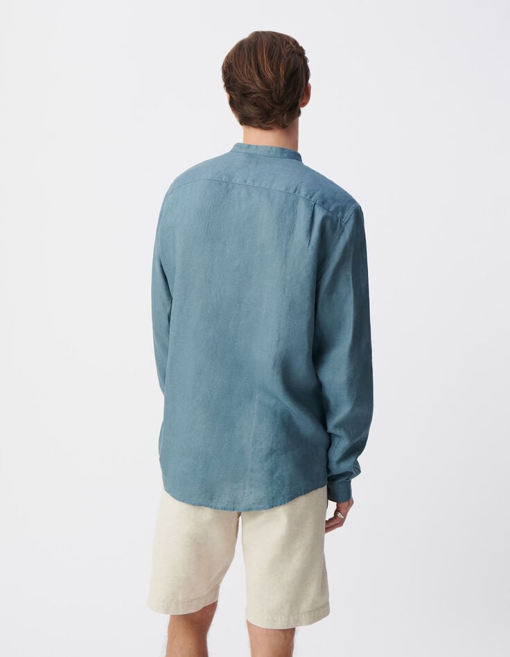 Ikks Chemise REGULAR Orage Col Mao En Lin Homme