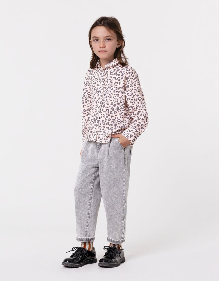 Ikks Chemise Rose Imprimé Léopard Fille