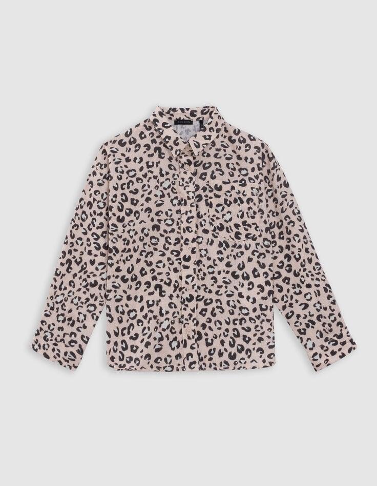 Ikks Chemise Rose Imprimé Léopard Fille