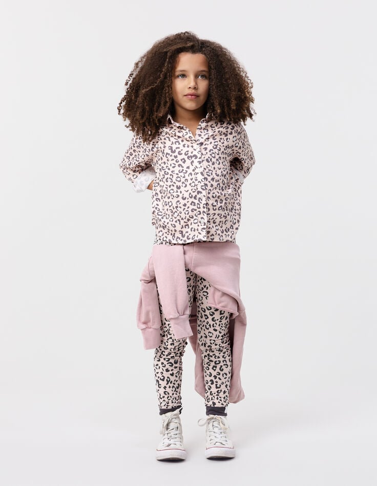 ikks Chemise rose imprimé léopard fille