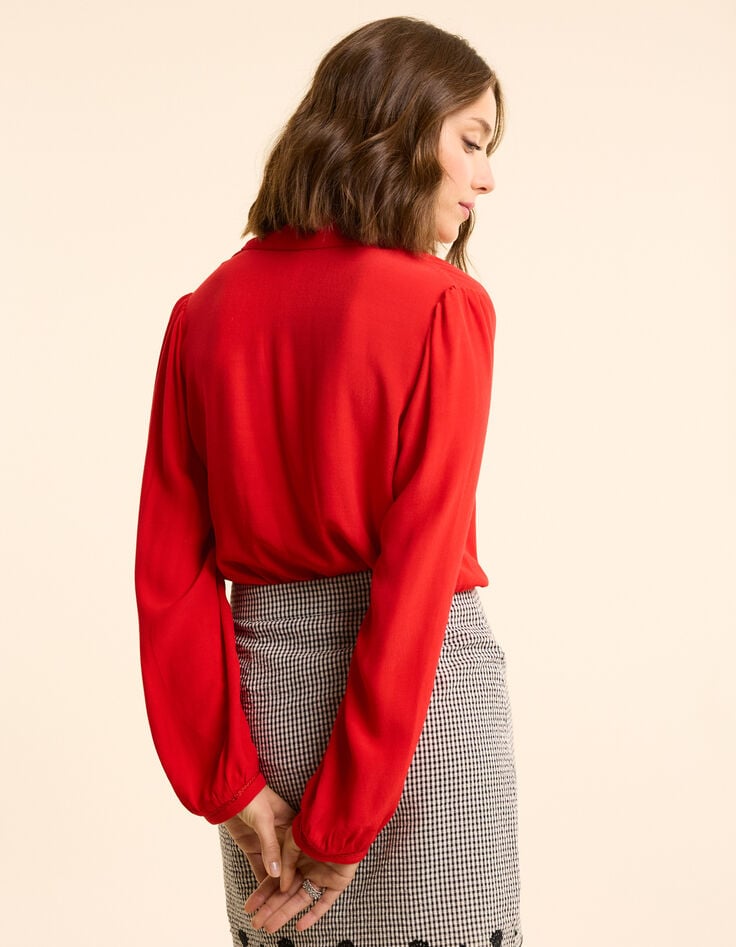 Ikks Chemise Rouge Fluide Détail Tresses I.Code