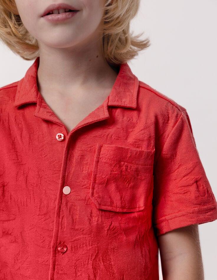 Ikks Chemise Rouge Jacquard Motifs Palmiers Garçon