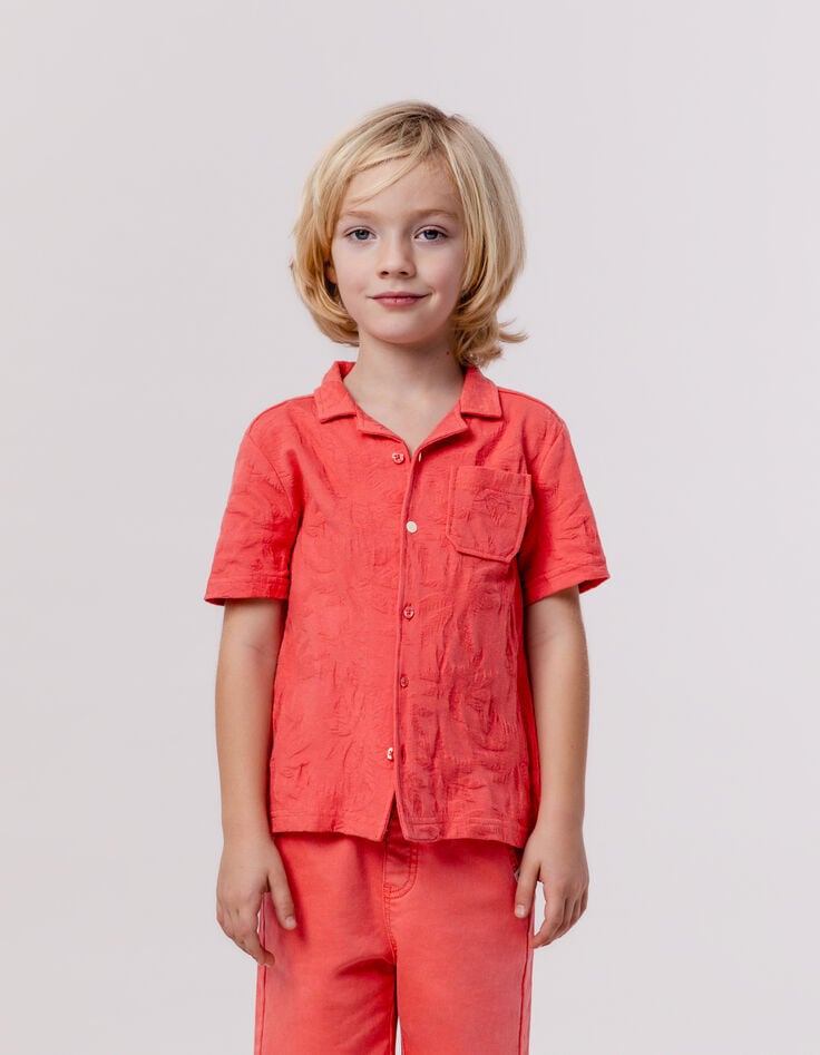 ikks Chemise rouge jacquard motifs palmiers garçon