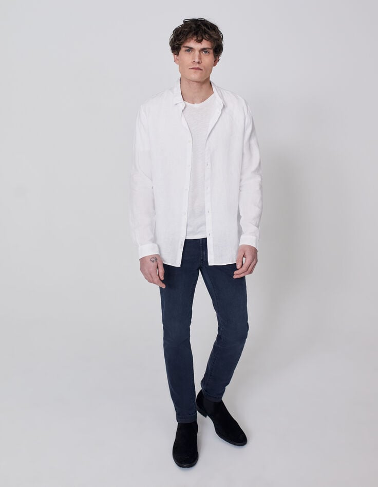Ikks Chemise SLIM Blanche 100% Lin Homme