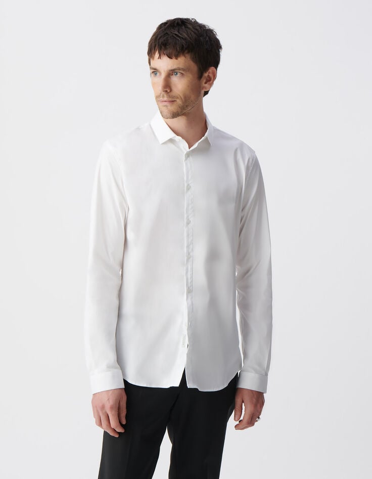 Ikks Chemise SLIM Blanche EASY CARE Homme