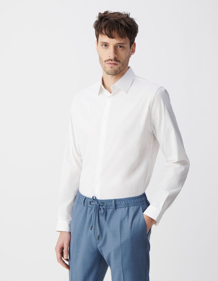 Ikks Chemise SLIM Blanche En Popeline Homme