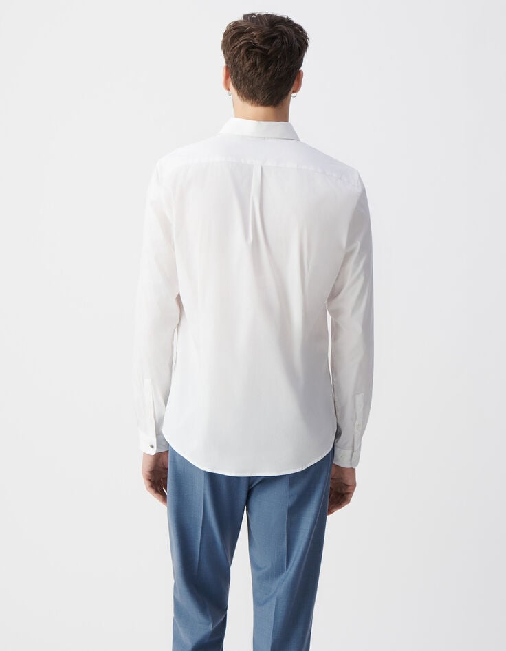 Ikks Chemise SLIM Blanche En Popeline Homme