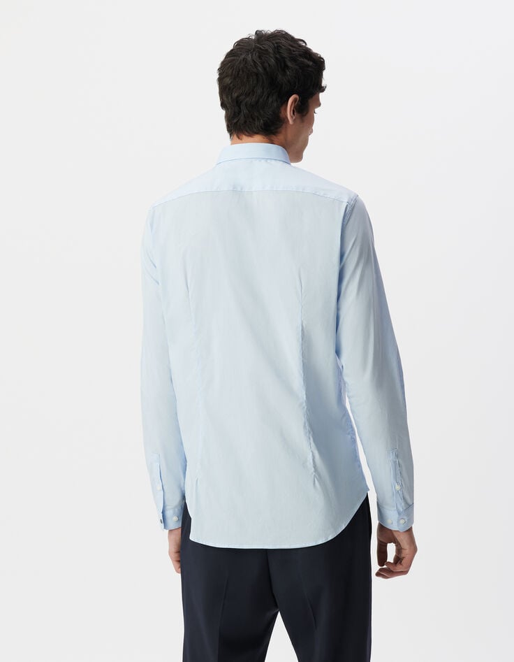 Ikks Chemise SLIM Bleu Ciel à Fines Rayures Homme