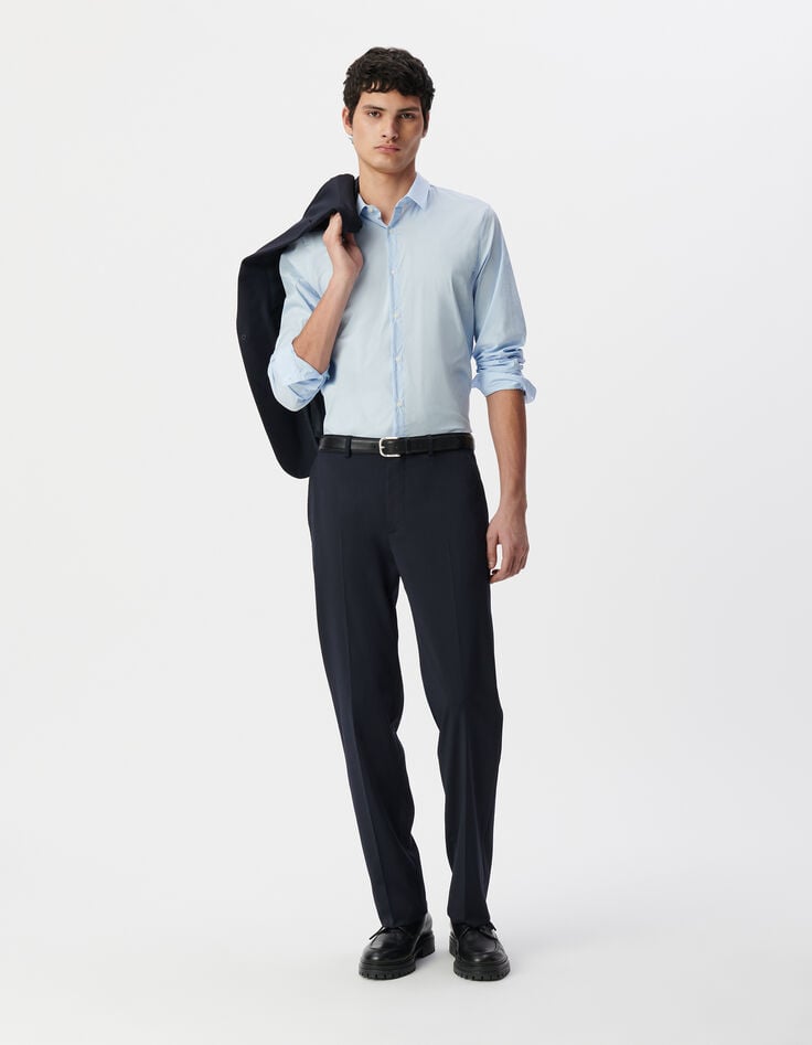 ikks Chemise SLIM bleu ciel à fines rayures Homme