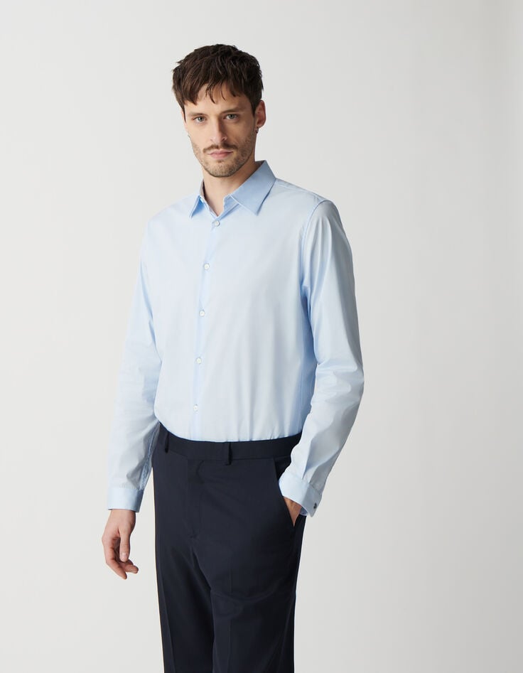 Ikks Chemise SLIM Ciel En Popeline Homme