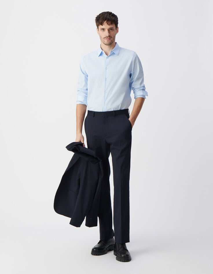 ikks Chemise SLIM ciel en popeline Homme