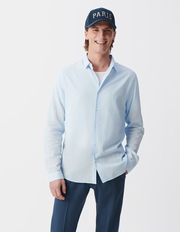 ikks Chemise SLIM ciel voile de coton bio Homme