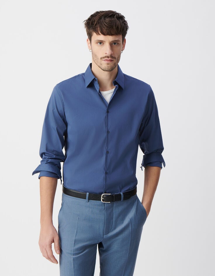 Ikks Chemise SLIM Encre En Popeline Homme