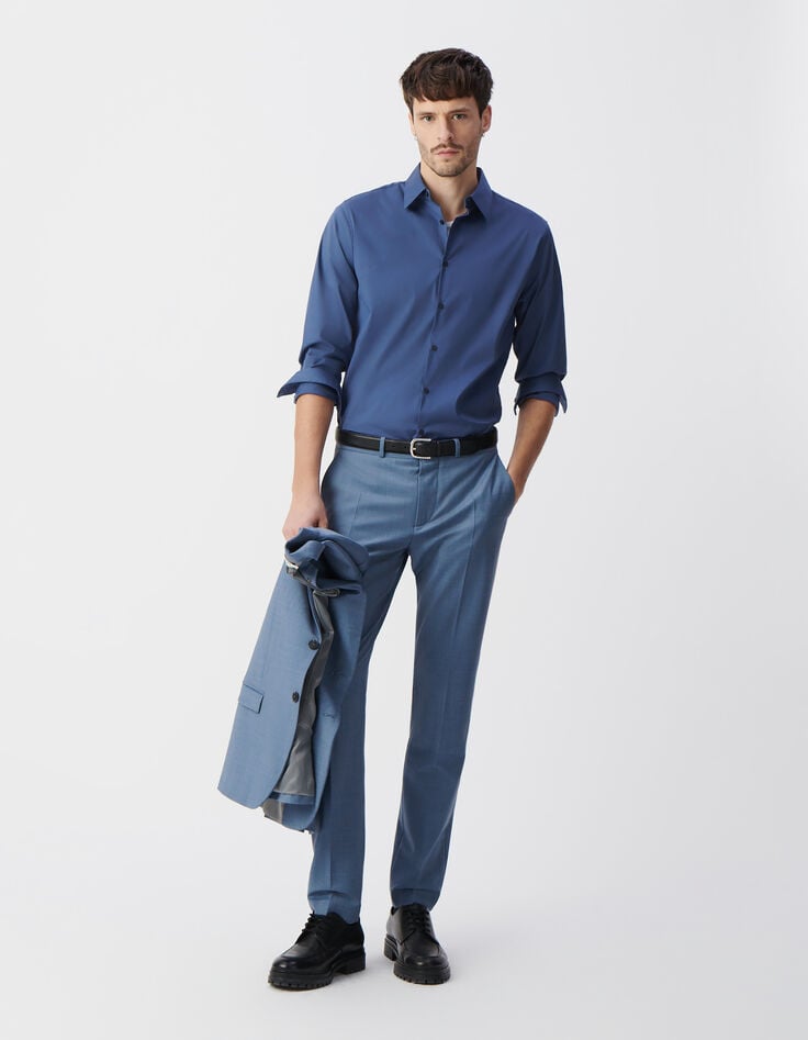 ikks Chemise SLIM encre en popeline Homme