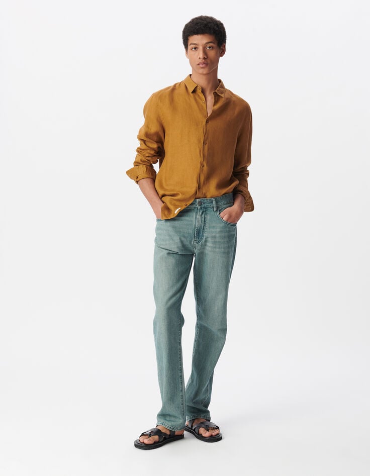 Ikks Chemise SLIM Safran En Lin Homme