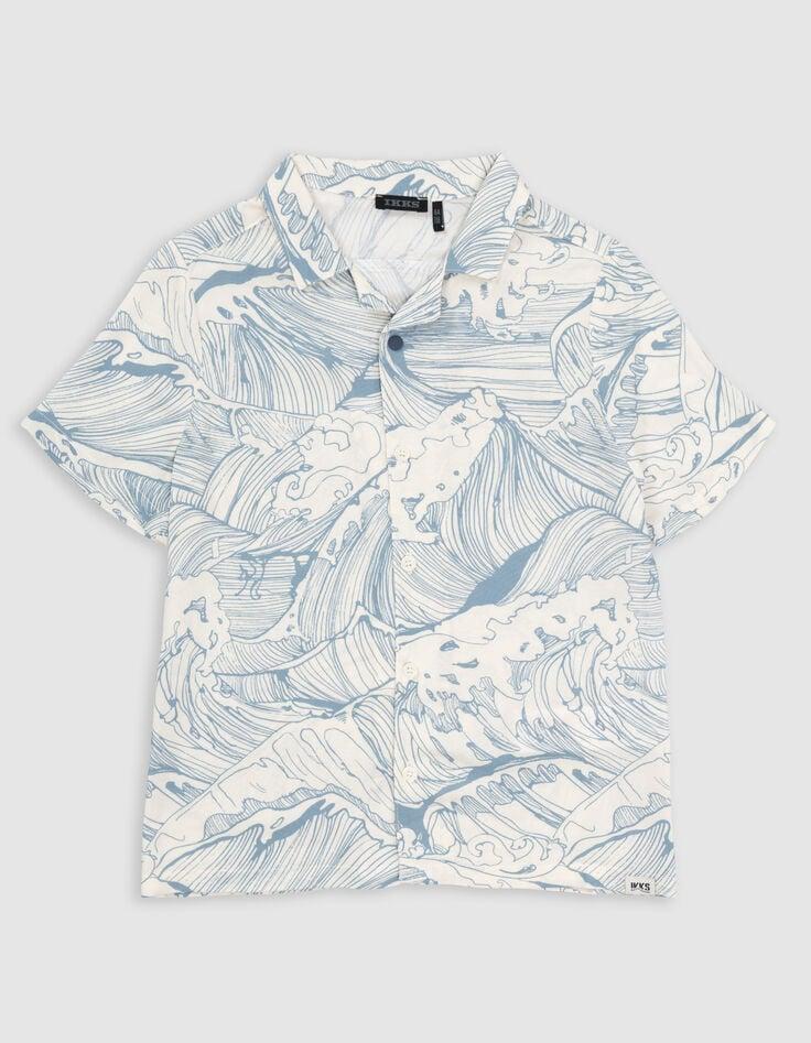 Ikks Chemise Vert D'eau Imprimé Vagues Garçon