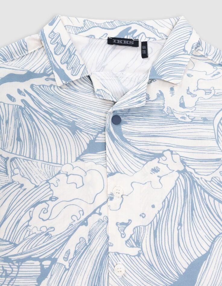 Ikks Chemise Vert D'eau Imprimé Vagues Garçon