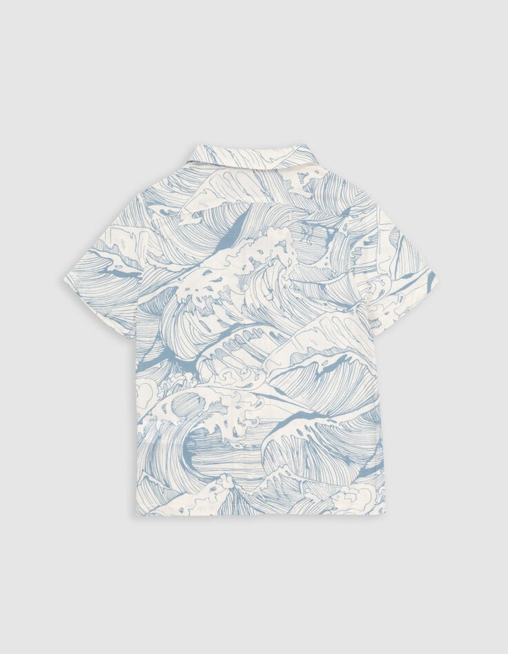 Ikks Chemise Vert D'eau Imprimé Vagues Garçon