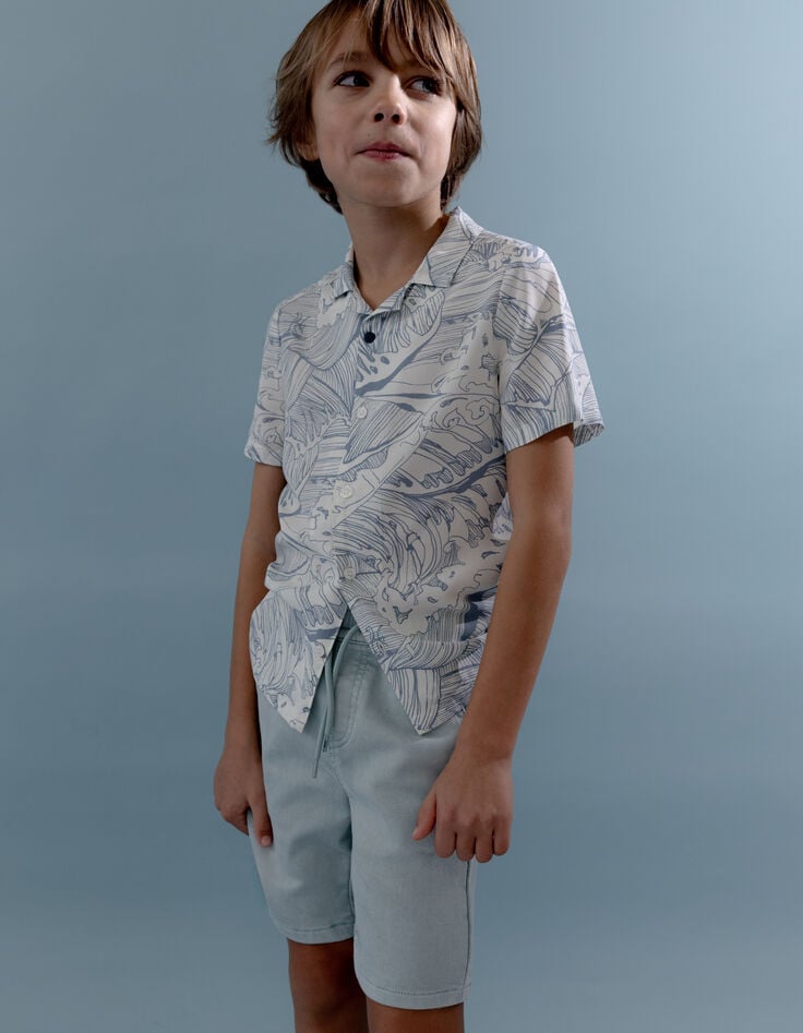 ikks Chemise vert d'eau imprimé vagues garçon