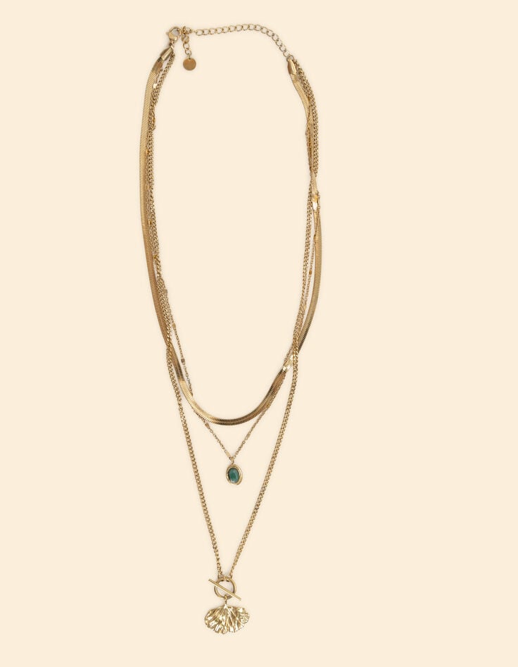 ikks Collier 3 rangs avec feuille de ginko I.Code