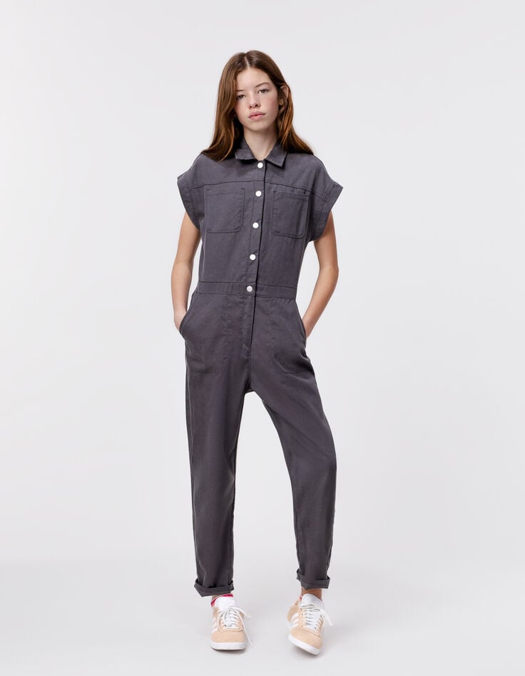 ikks Combi longue grise pressionnée fille