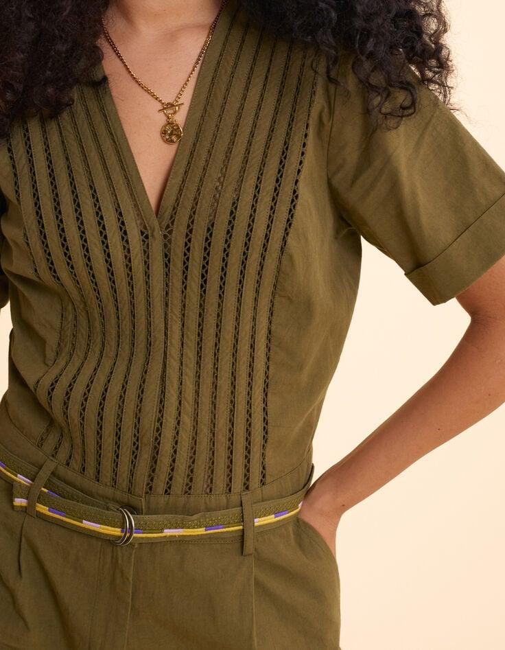 Ikks Combi-short Kaki Avec Ceinture Brodée I.Code