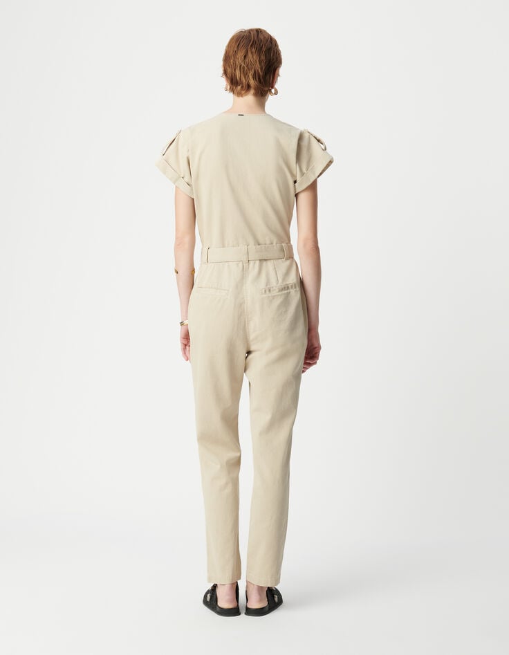 Ikks Combinaison Beige Fermeture Asymétrique Femme